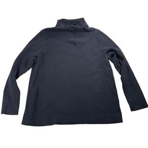 Talbots Plus 2X Turtleneck Sweater Black Button Ribbed Cuff Knit Top Classic‎